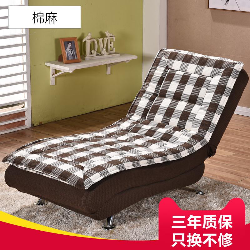 现代多功能贵妃单人躺椅懒人沙发卧室折叠午休椅家用小户型沙发床 咖啡黑格_送靠枕 null