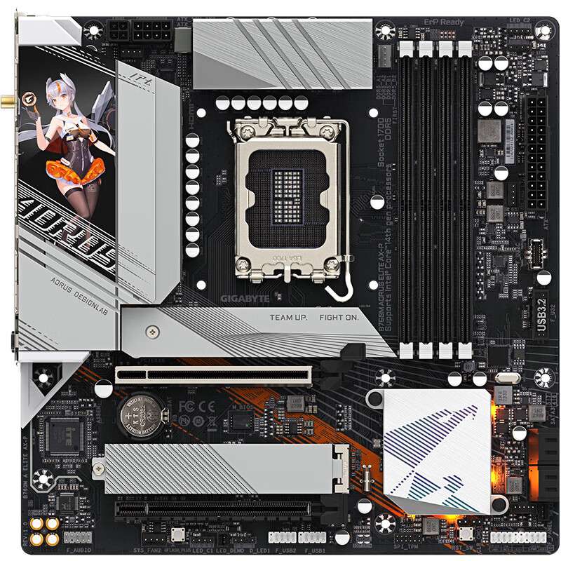 技嘉雕妹主板B760M AORUS ELITE AX-P WIFI DDR5电脑台式机主板 电竞游戏主板(支持英特尔12代/13代/14代/仅支持DDR5内存) 全新单主板