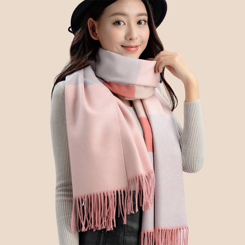 恒源祥围巾冬季女高级感冬天女生围脖秋冬季披肩潮流百搭2023新款 桃粉