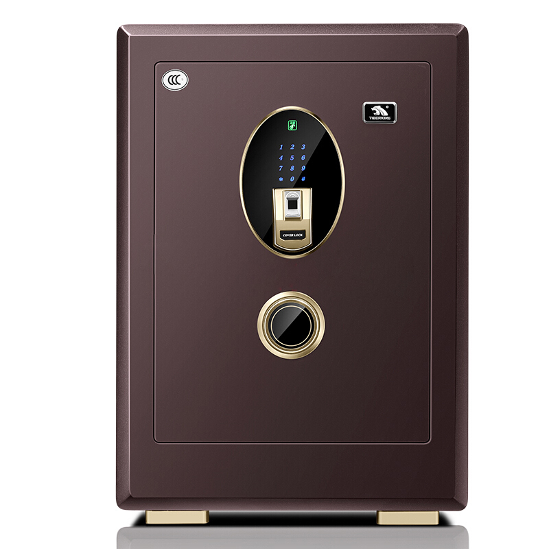 虎王保险柜家用小型3c认证隐形床头指纹密码防盗保险箱办公云雾棕fdx