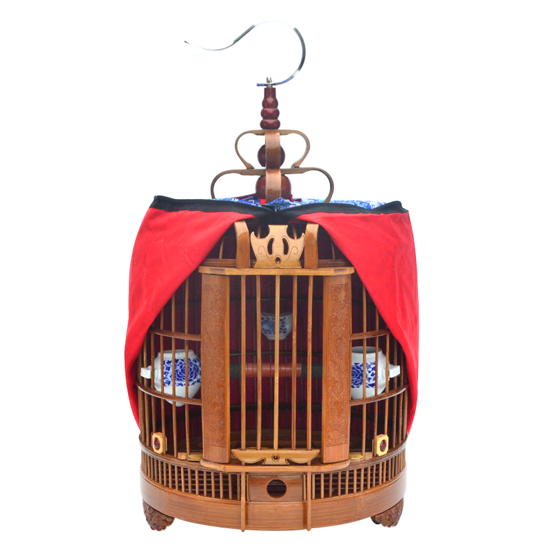 贵州画眉鸟笼竹制精品全套配件八哥鸟笼大号手工刻羊角鸟笼高清大图