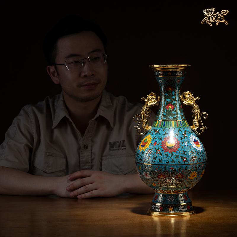 美帮汇全铜摆件《景泰蓝龙耳瓶》家居饰品 铜工艺品 摆件高清大图
