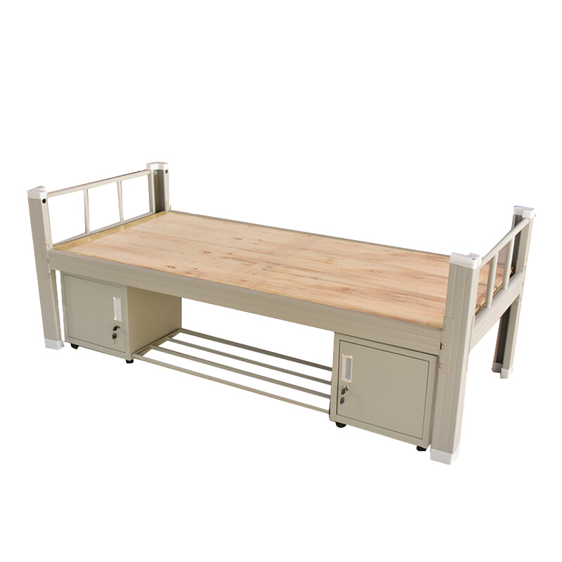 一鹏单人床90cm宽钢制学生公寓床带下柜员工宿舍铁架床参数