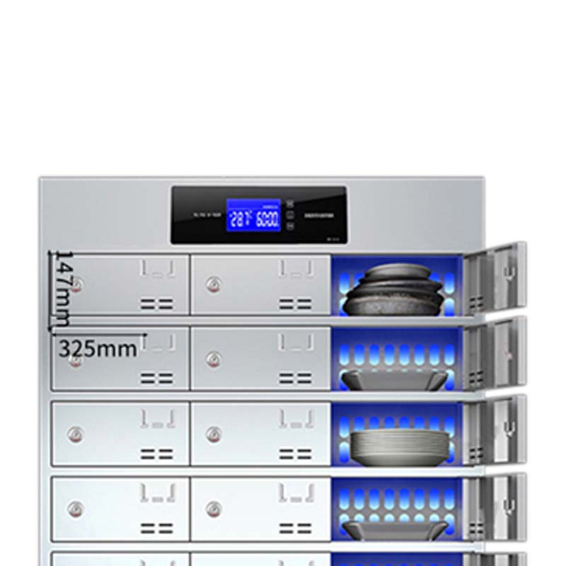 湘渭不锈钢员工食堂消毒碗柜餐厅紫外线高温餐具柜多格饭盒储物柜30门餐盘柜 紫外线消毒高清大图