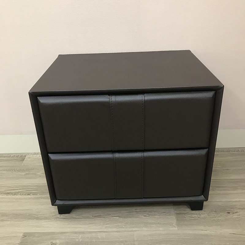 深棕色床头柜闪电客黑色皮质柜储物柜现代简约床边柜皮床配套柜子经济