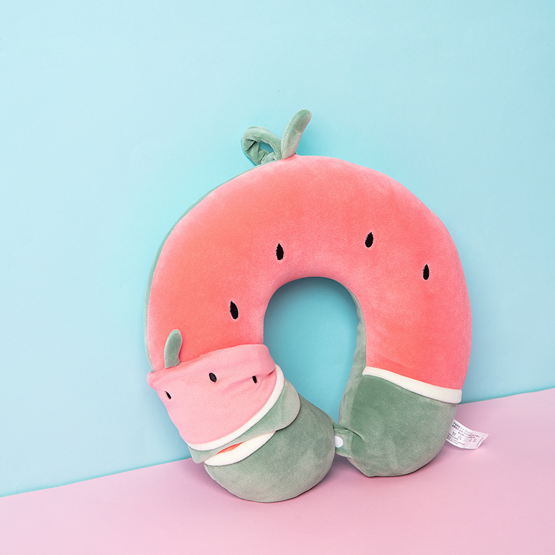 MINISO/名创优品水果系列-可爱靠枕菠萝西瓜香蕉U型枕+眼罩套装柔软睡眠枕头