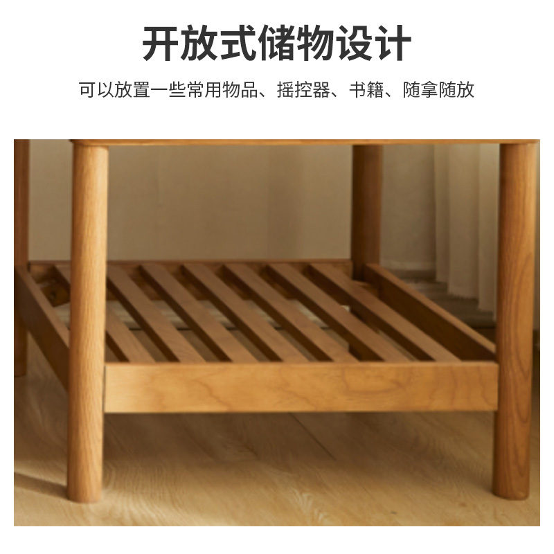 国翌 GY-22#小方几茶几茶桌沙发边几储物架客厅家用木质原木色可移动600*600*450mm