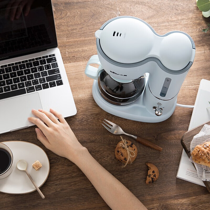 小熊咖啡机美式家用600ml滴漏式小型迷你煮茶器泡茶壶电热水壶煮咖啡壶 KFJ-A06K1天蓝色高清大图