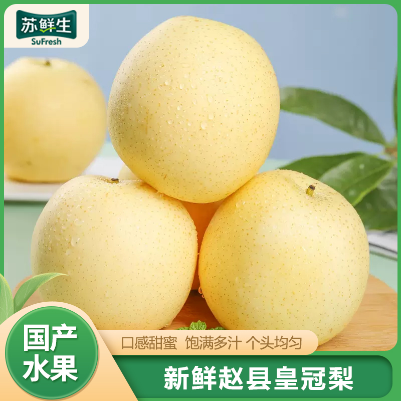 【苏鲜生】精品皇冠梨 新鲜水果 松脆多汁 净重4.7斤 单果250g以上
