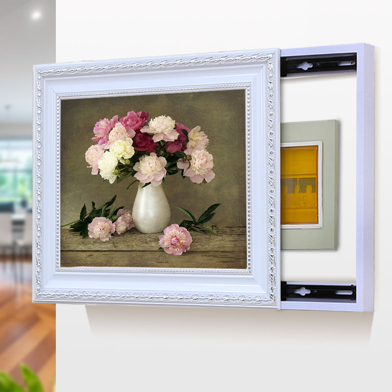 993018[银框油画布]tfb 55*45[往左推]容纳45*35 电表箱免打孔遮挡