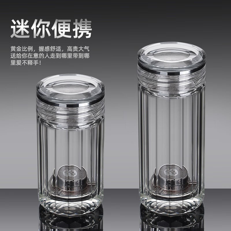 水宜生 250ML 双层玻璃杯 个人专用水杯 女士高档水晶杯 男士泡茶杯 G521高清大图