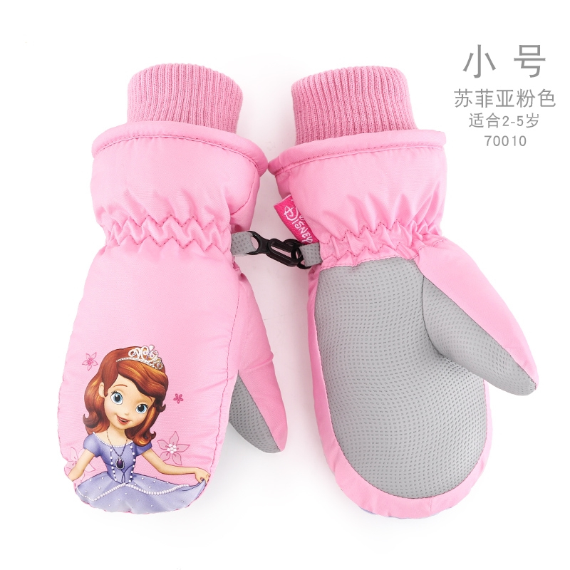 迪士尼儿童滑雪手套冬保暖女童防水公主幼儿小孩户外玩雪宝宝防风视频
