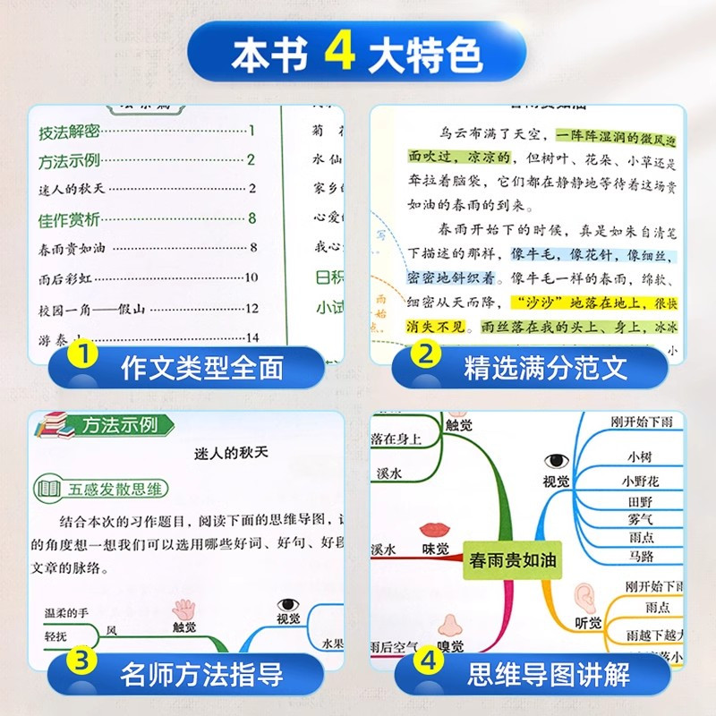 [全套2本]五感法同步作文+下册同步作文 小学六年级 [正版]五感法写作文三到六年级同步作文四至五年级上册下册人教版小学
