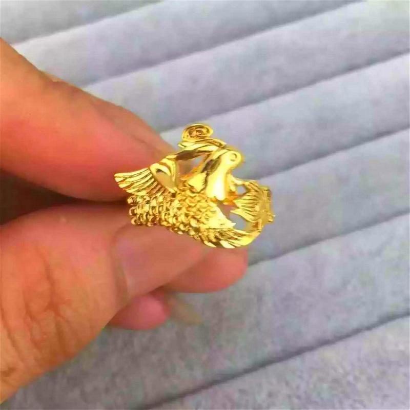 黄铜镀金霸气龙头凤凰情侣开口戒指男女士欧币越南沙金HSMY6099送女朋友七夕情人节礼物_7 黄铜镀金霸气龙头凤凰情侣开口戒指男女士欧币越南沙金HSMY6