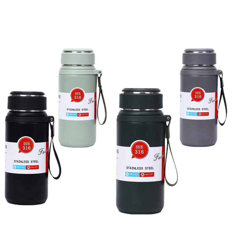 松道保温杯 大容量登山运动水壶水杯墨绿色600ML高清大图