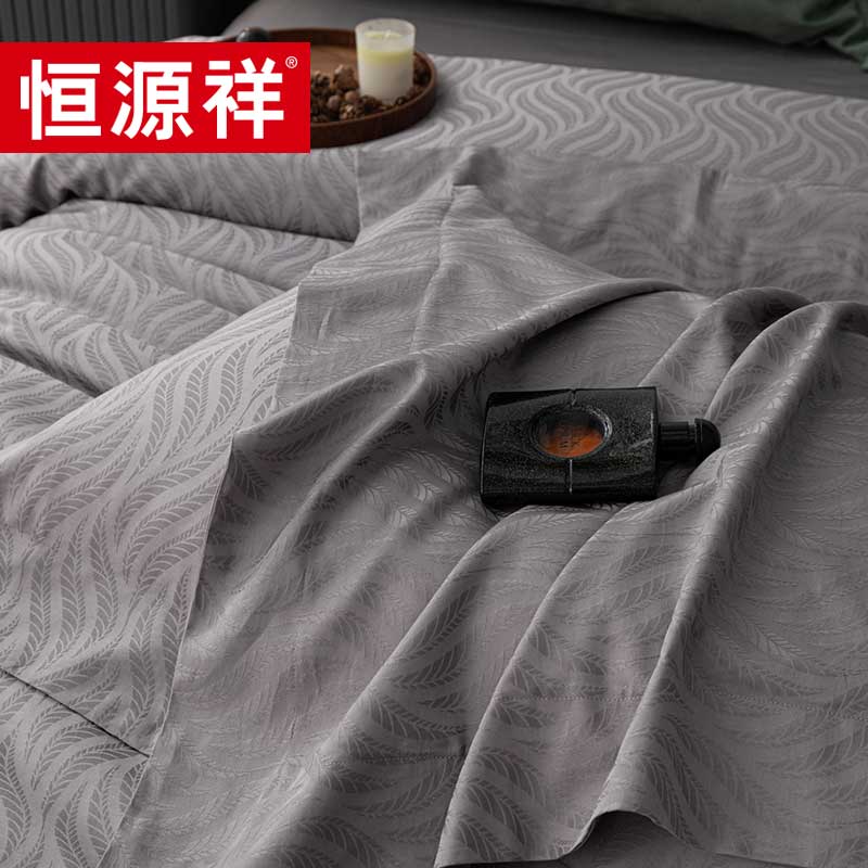 恒源祥烟雨星云100支全棉提花四件套TBK3018被套220*240cm床品四件套床上用品高清大图