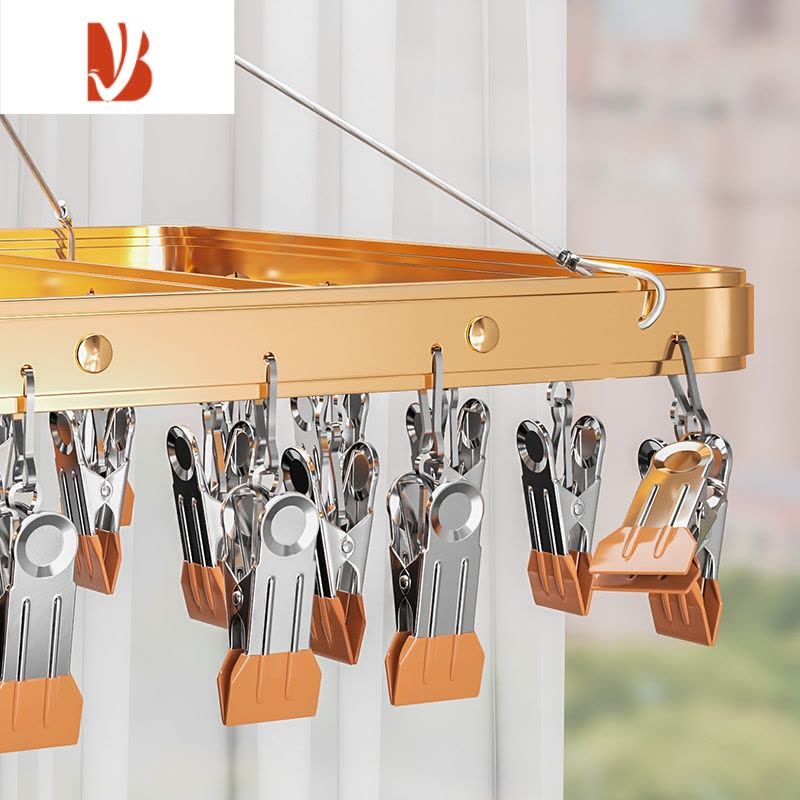 三维工匠铝合金晾衣架多夹子晒袜子器阳台专家用婴儿多凉内衣内裤架图片