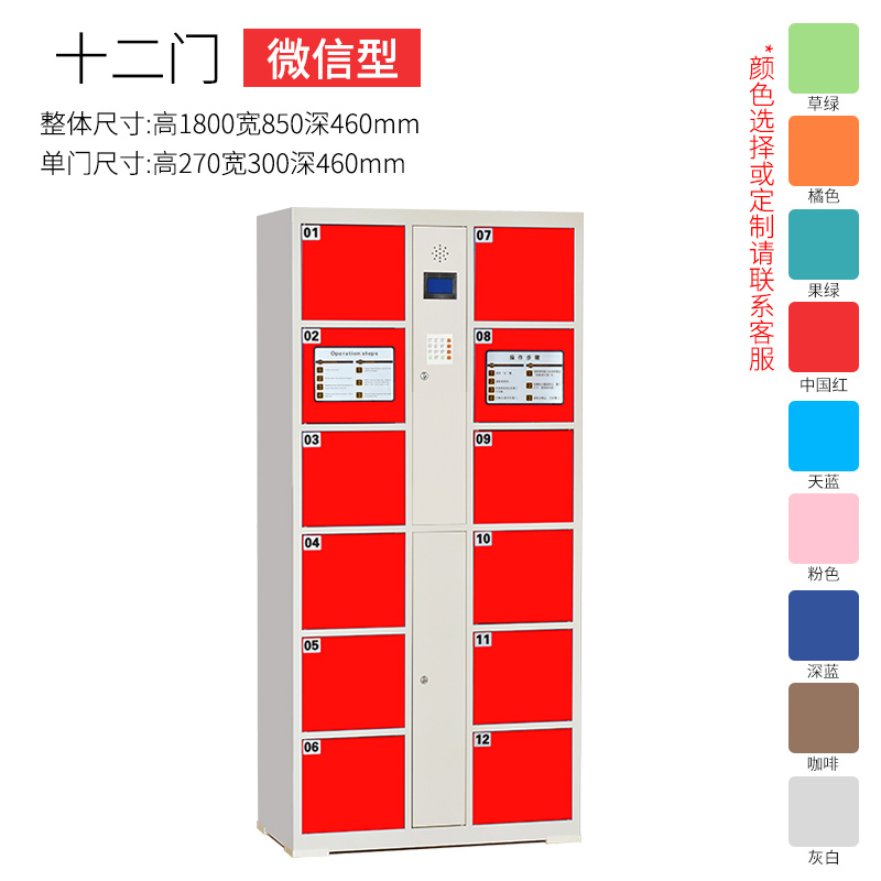 三金鑫 超市电子存包柜商场寄存柜储物柜员工手机充电存放柜微信刷卡密码指纹储物保管寄存柜 12门微信柜