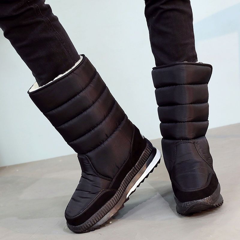 黑色36码冬季男鞋户外加厚棉靴男士雪地靴男款防滑底东北雪乡亚布力