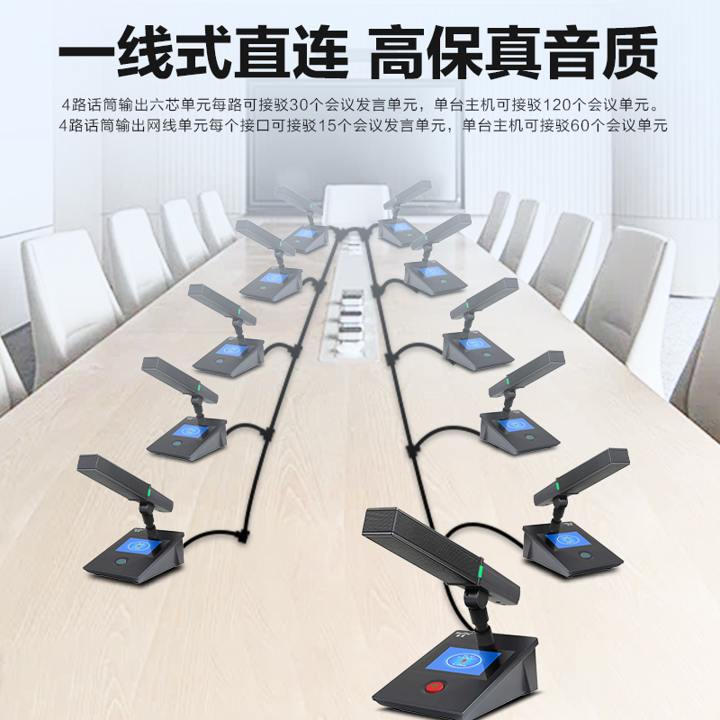惠度(HuiDu)YX-X8专业有线手拉手会议麦克风工程数字系统视像跟踪桌面方杆会议电容麦方管话筒一拖十六高清大图