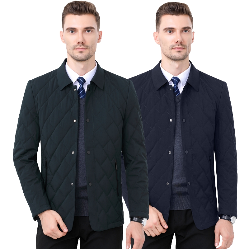 免费试穿 2024春秋正品新款夹棉夹克男士外套加厚爸爸冬装翻领休闲中老年茄克衫棉衣高端外套正品官方旗舰店高清大图