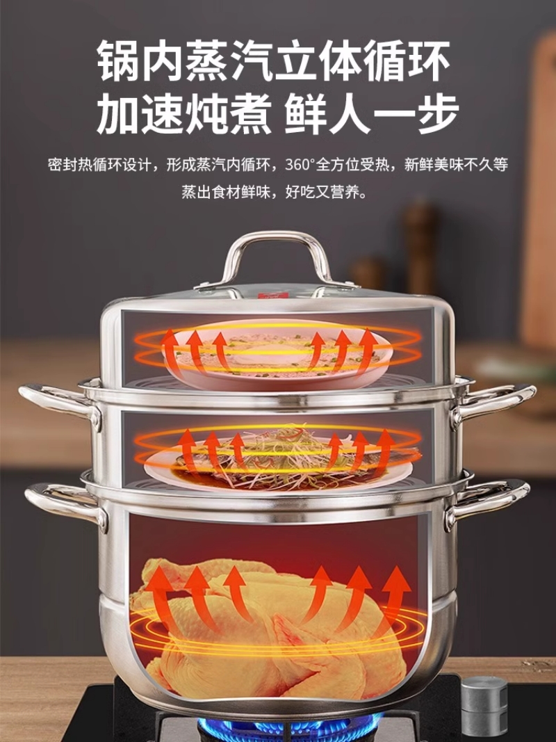 康巴赫304三层蒸锅28CM KBH28TB1高清大图