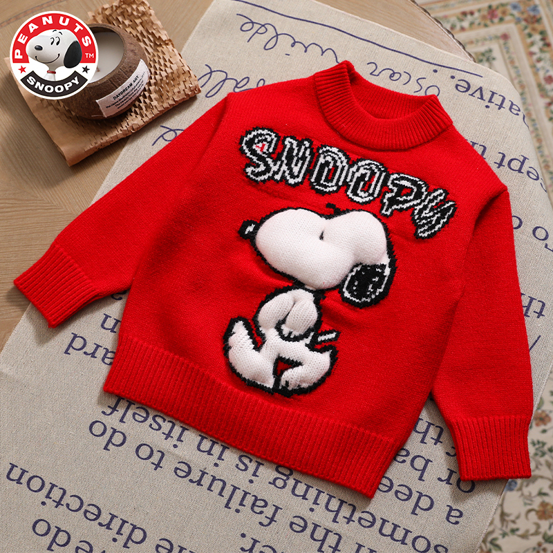 史努比(SNOOPY)儿童毛衣男女中小童素色印花毛衣DTY238186S