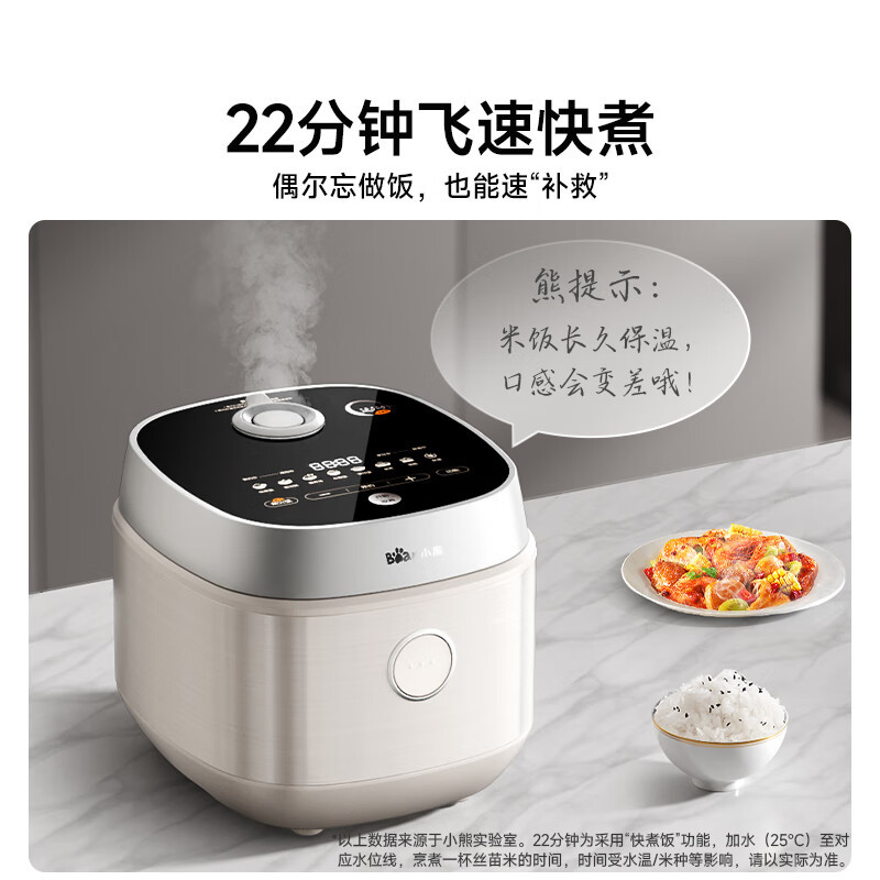 小熊(Bear)电饭煲家用4-6人 0氟铁釜铁胆电饭锅 柴火饭杂粮上下加热 多功能快煮铁铁煲4升 DFB-J40