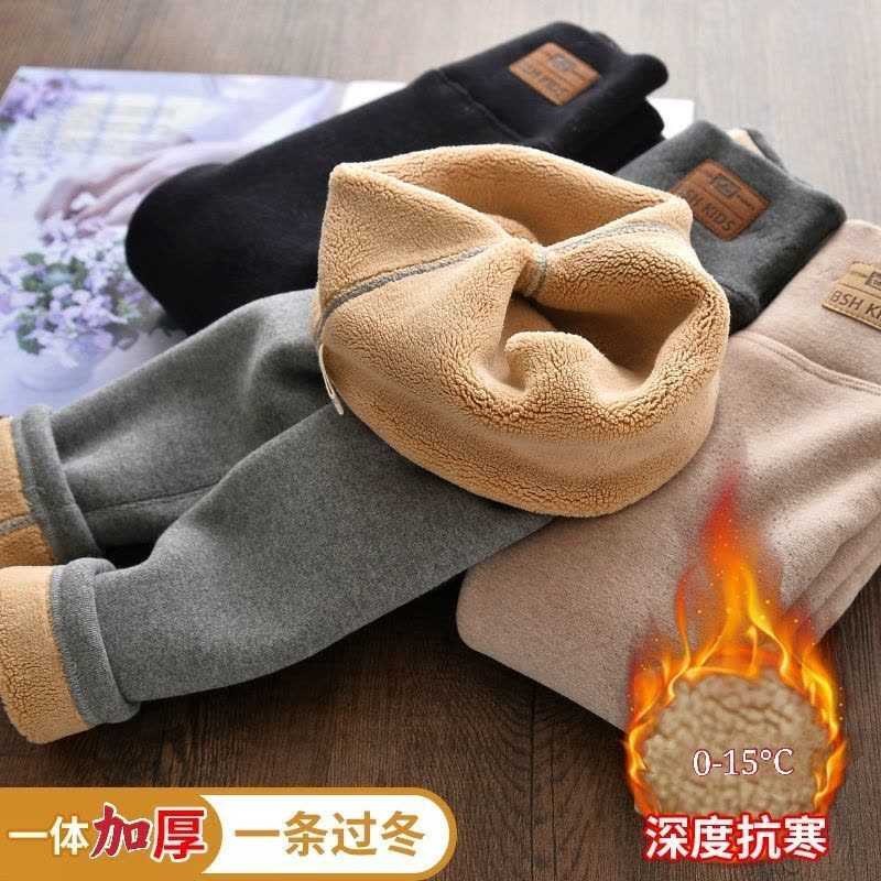 女童加绒打底裤秋冬外穿女大童一体绒宝宝加厚长裤纯棉高腰保暖裤莎丞图片
