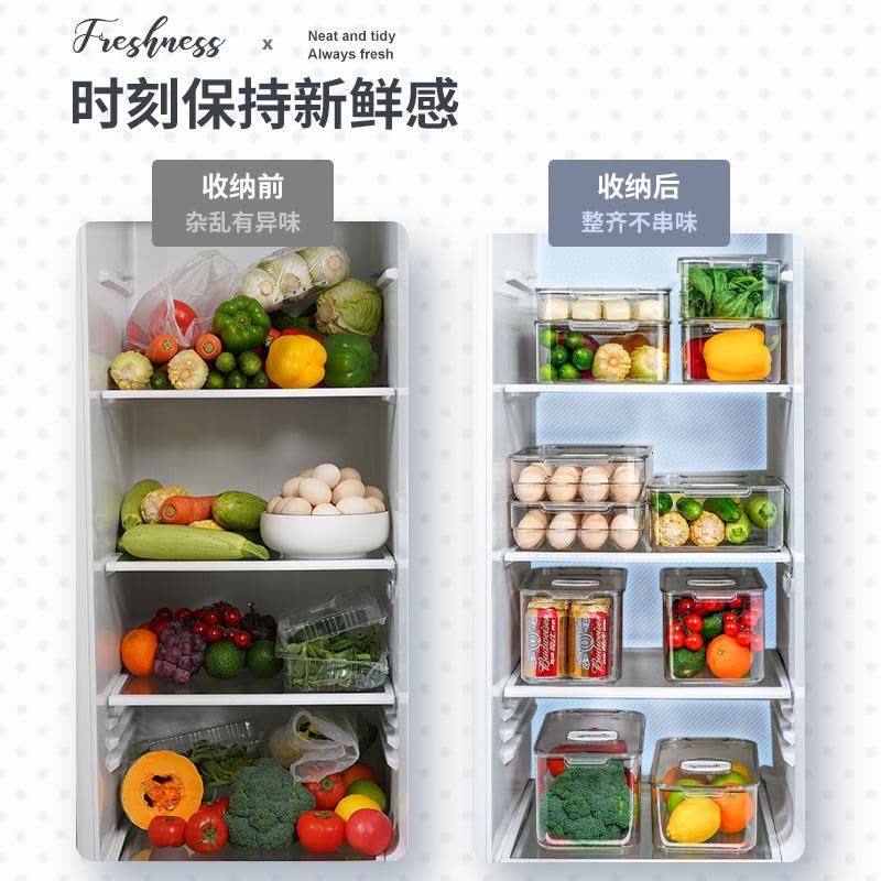 家柏饰(CORATED)冰箱专用保鲜收纳盒厨房整理冷冻抽屉式食品蔬菜鸡蛋饺子储物图片