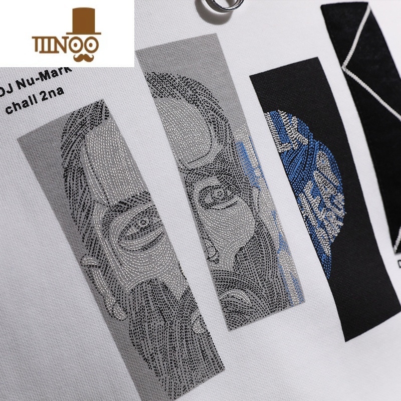 YANXU长袖套头卫衣男休闲圆领创意潮流印花贴布青年帅气袖袖圆帅高清大图