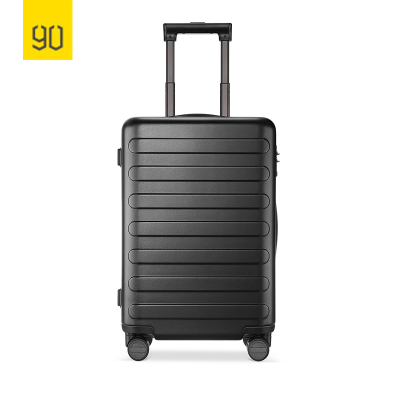90分拉杆箱20英寸(刹车版) 商旅两用旅行箱男女 PC耐磨登机箱 密码箱静音万向轮行李箱七道杠 暗夜黑