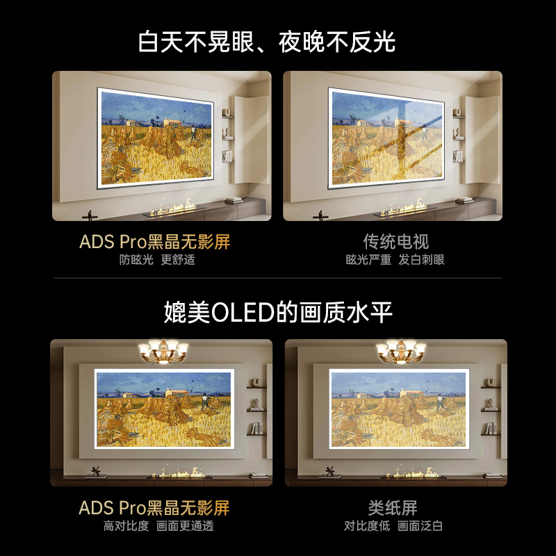 长虹电视75D7H PRO 75英寸电视 0贴墙壁画 DeepSeek MiniLED 4K超高清平板电视政府补贴
