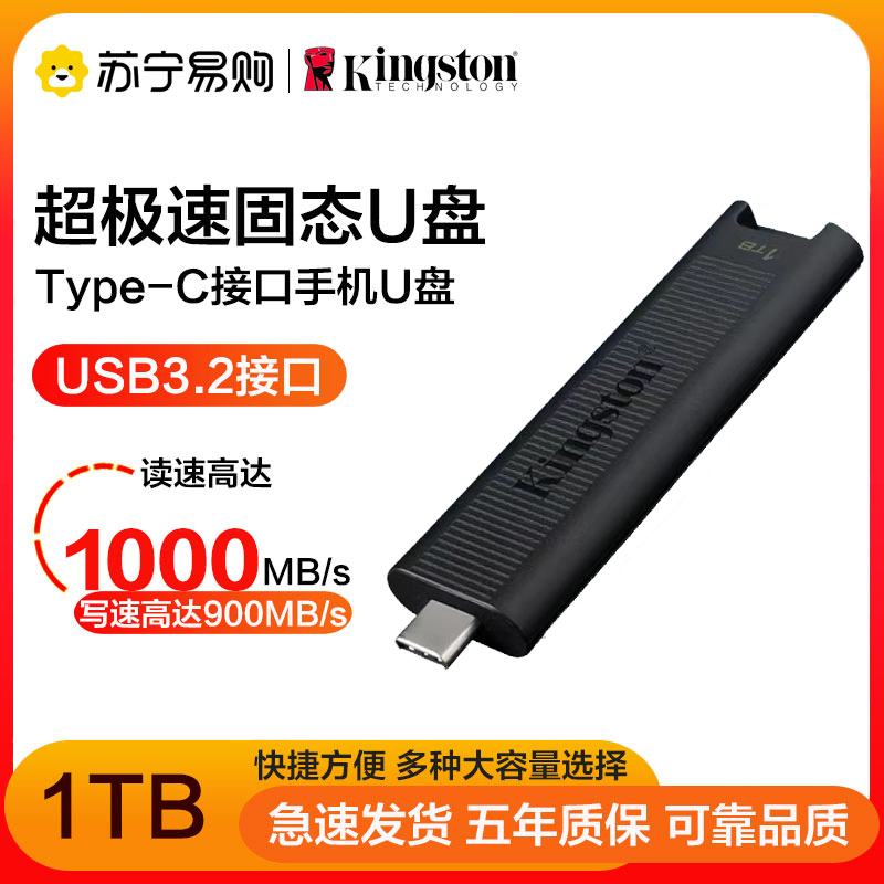 金士顿(Kingston)DTMAX 1TB固态U盘USB3.2 Type-C手机优盘读1000MB/s写900MB/s