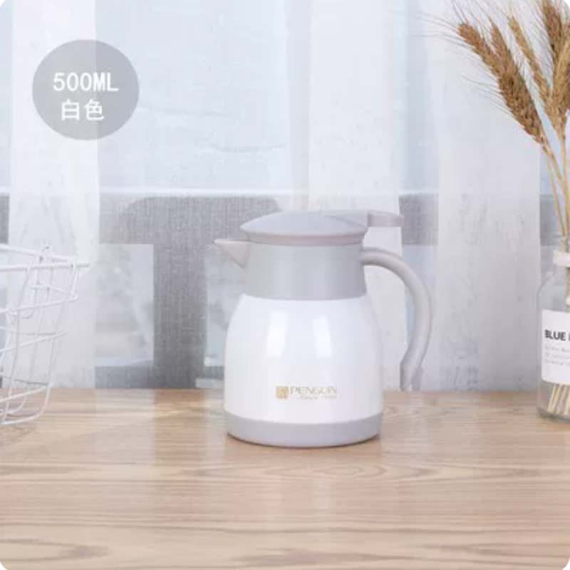 保温壶 304不锈钢 素雅白500ml 16.3cm*12cm高清大图
