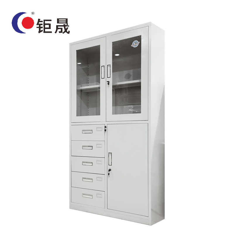 钜晟 文件柜铁皮柜办公文件资料储存柜钢制 偏五斗文件柜 JS020