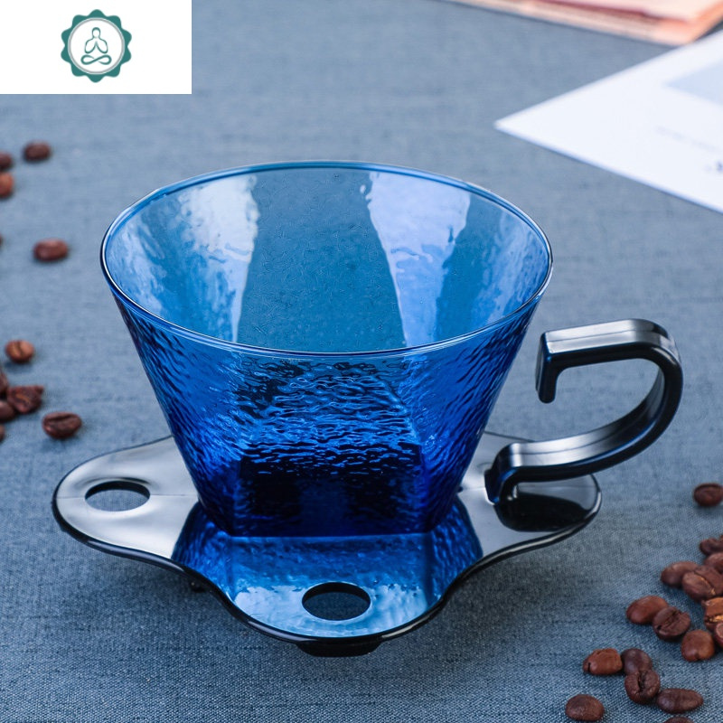 手冲咖啡过滤杯彩色耐热玻璃滤纸杯原木底座滴漏过滤器具封后34人份