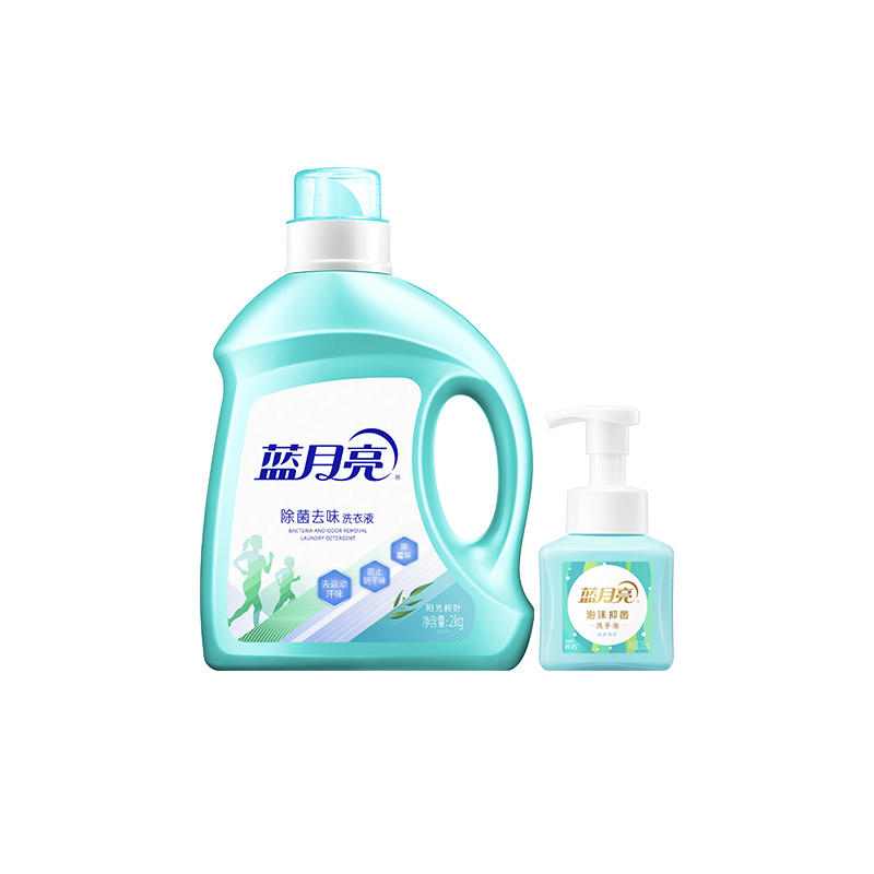 蓝月亮 夏季清凉礼包B(2kg除菌洗衣液-桉叶+255ml薄荷泡沫抑菌洗手液)81001107高清大图