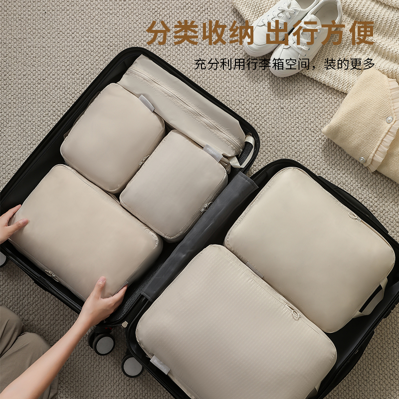 安纳客居记忆布旅行伸缩六件套便携行李箱衣物收纳整理袋洗漱用品整理包高清大图