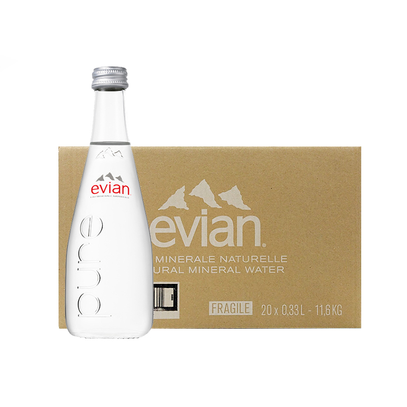依云（Evian） 天然矿泉水 330ml*20瓶/箱 玻璃瓶装 进口饮用水 矿物质水 法国进口