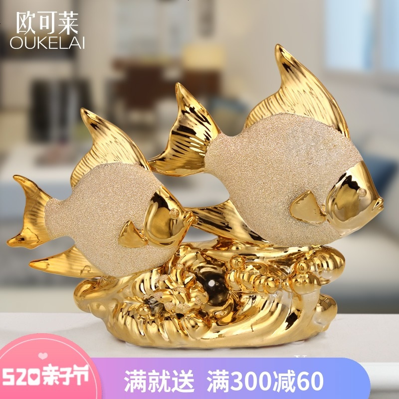 欧式陶瓷电镀家居装饰品玄关摆件客厅摆设现代工艺品结婚礼品批