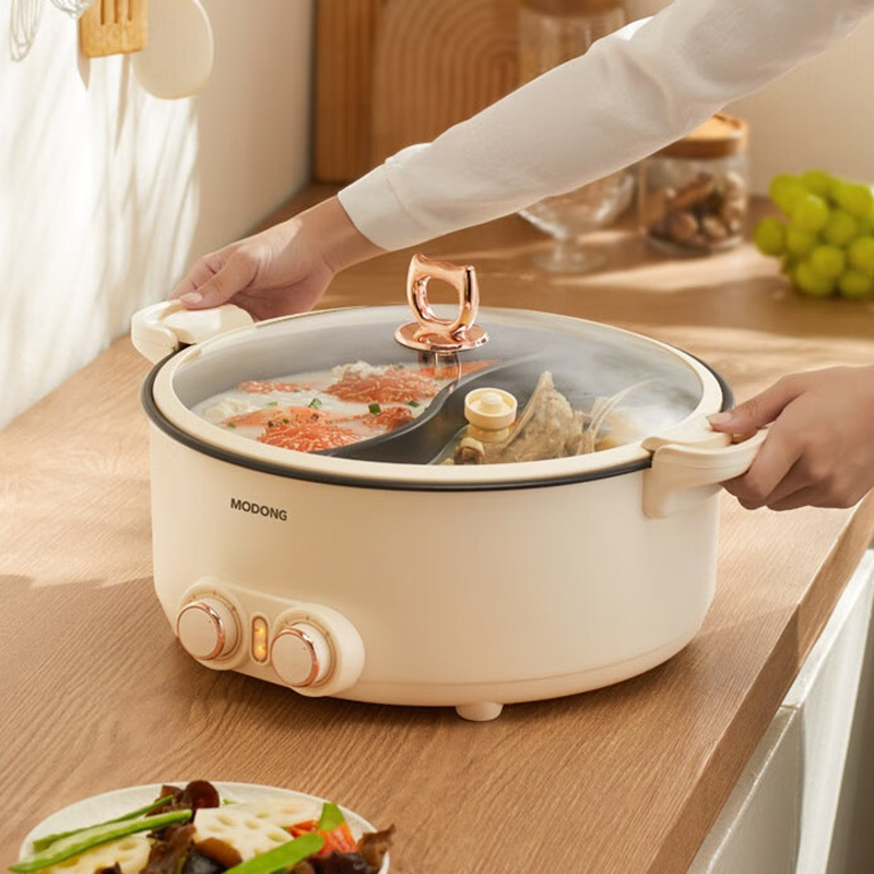 摩动电火锅8L鸳鸯双区独立控温一冲即净MD-HGE08高清大图