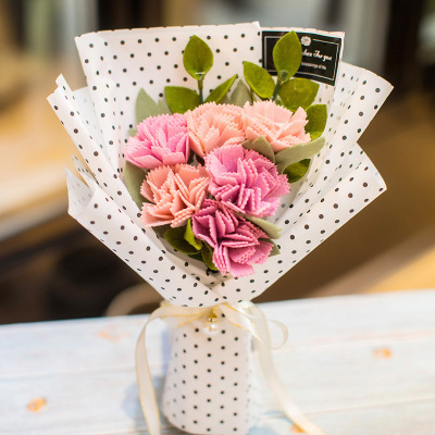 diy手捧花束手工创意制作材料包不织布母亲教师节送妈妈老师礼物粉色