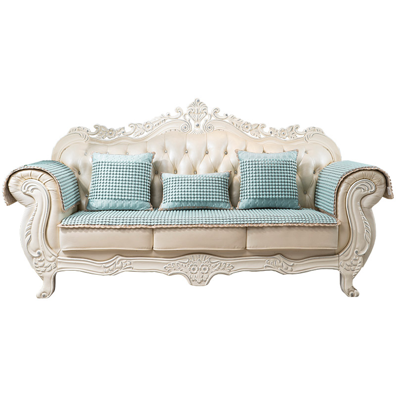 夏季陶瓷凉垫 客厅沙发凉席垫夏天款防滑欧式全包萬能套罩坐垫子 布艺+晶彩果绿色 70*180高清大图