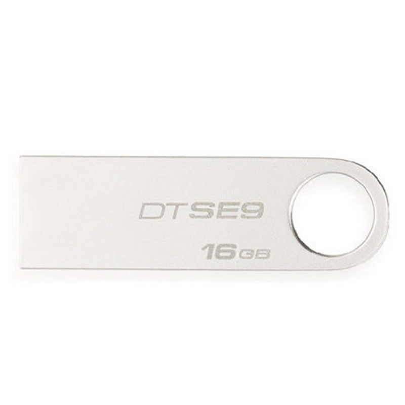 金士顿(KINGSTON)DTSE9 16GB U盘 银色 USB2.0 金属超薄车载创意不锈刚U盘