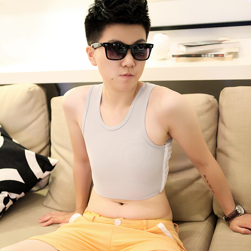 (bomina)lest束胸内衣女大胸显小大码涤棉塑身衣无绷带网纱短款束胸衣