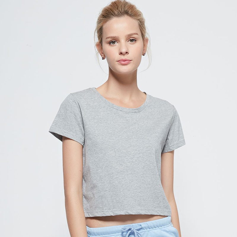 韩国上衣短袖t恤女纯色圆领修身打底衫半袖白色百搭女士短版圆领衫