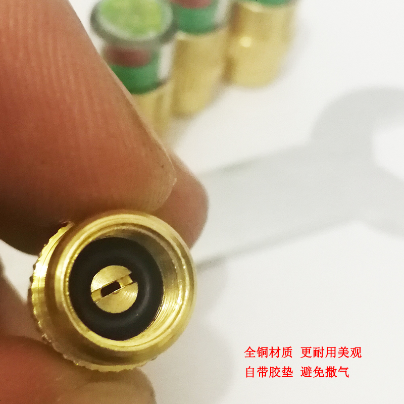 [补贴10%]汽车轮胎气嘴盖气嘴子帽胎压监测帽气压检测警示预警冒气嘴帽全铜 [铜芯+本色]四支装高清大图