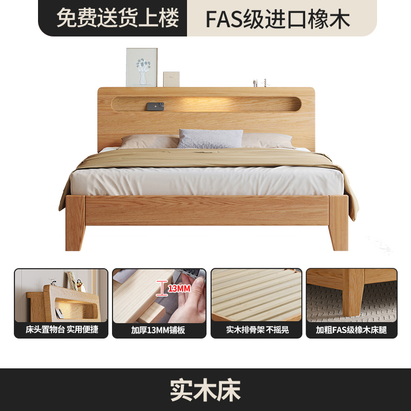 实木床简约现代双人床架1.5米经济型工厂直销1.2单人床出租房家用