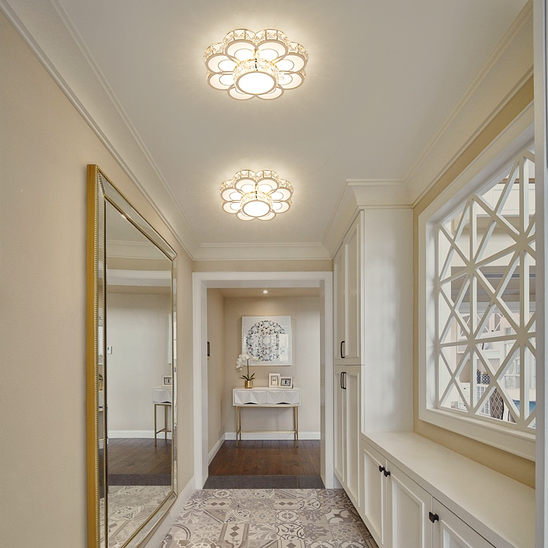 简欧格调水晶过道灯led符象天花灯入户门厅玄关灯圆形走廊小吸顶灯